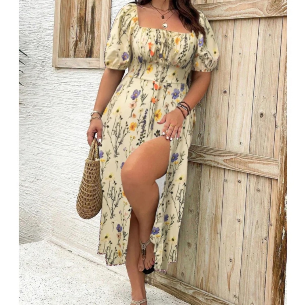 Eleanor™ | Classy Plus Size Puff Sleeve Maxi Dress